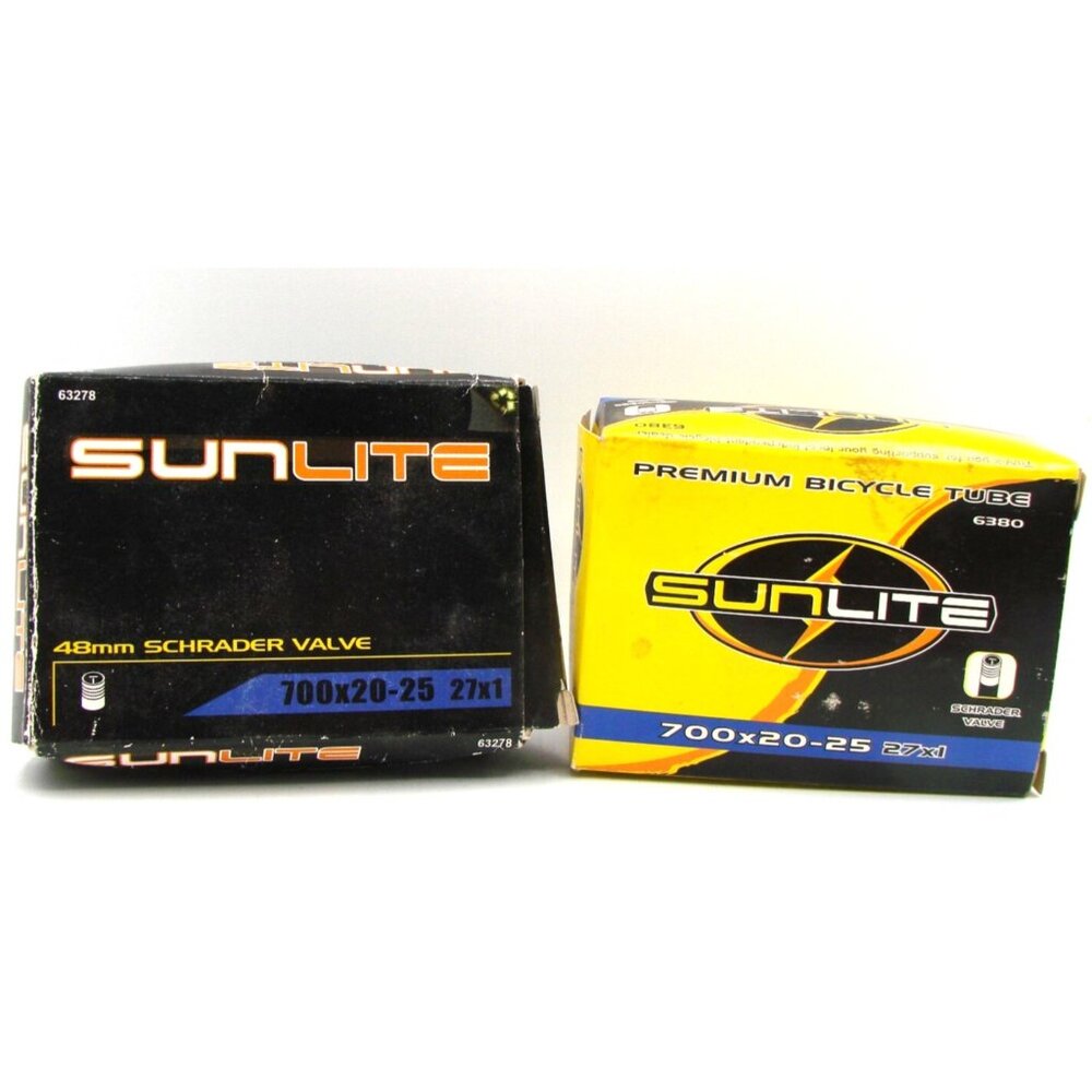 NEW Lot 2 Sunlite Premium Bicycle Tubes 700x20-25 (27x1) 48mm Schrader Valve NIB